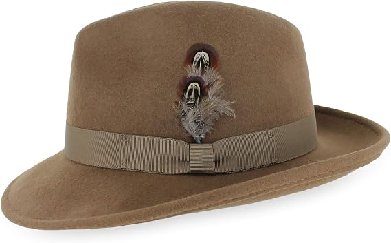 Belfry Crushable Dress Fedora Men's Vintage Style Hat 100% Pure Wool in Black Blue Grey Pecan Brown and Striped Bands