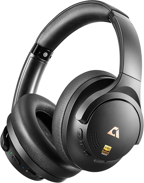 1Mii AI Y8 Active Noise Cancelling Headphones, Bluetooth 6.0 Wireless Over Ear, 100H Playtime Hi-Res Audio, AI Translation & Voice Chat, Custom EQ via APP for Travel & Home Office - Black