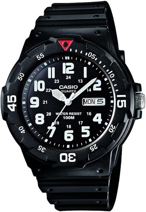 Casio Gents 43.00mm Quartz Watch with Black Analogue dial and Black Rubber Strap Strap MRW-200H-1BVES