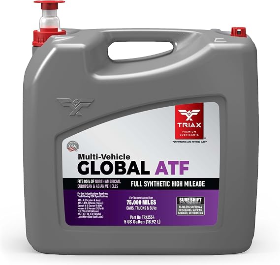 TRIAX Multi-Vehicle Global ATF Full Synthetic | Compatible with Honda DW-1, Dexron III, Dexron VI, Mercon V, Nissan Matic, ATF +4, TES 295 & More | OEM Grade Automatic Transmission Fluid (5 Gallon)