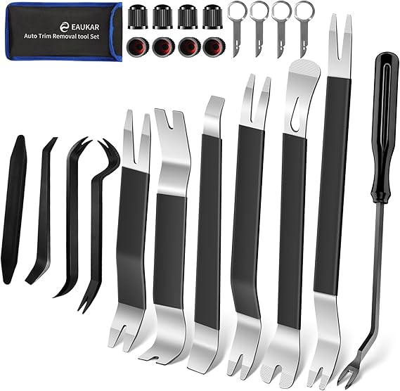 24Pcs Car Removal Tools, Metal Car Repair Dismantling Kit, Vehicle Panel Removal Tool Wedge Trim Interior Radio Lever Tool