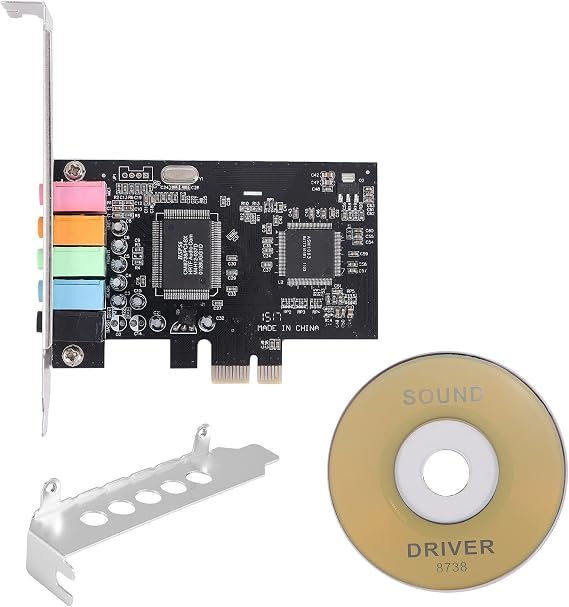 PCIe Sound Card 5.1, PCI Express Surround Card 3D Stereo Audio with High Sound Performance PC Sound Card CMI8738 Chip