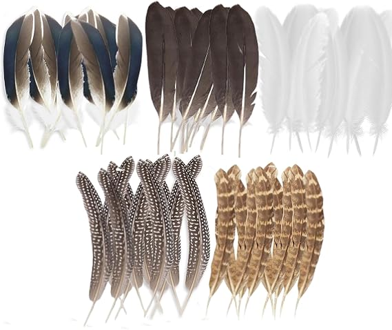 50 Pcs Craft Feathers Decorations, Brown Pheasant Feathers, Speckled Craft Feathers, Natural Pheasant Feathers for Crafting Hat Floral DIY Home Party Wedding Performance Supplies