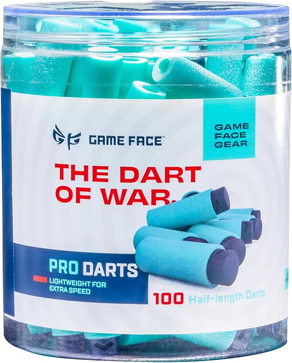 Game Face GFBDB Half-Length Pro Foam Darts, Blue, 100-Count