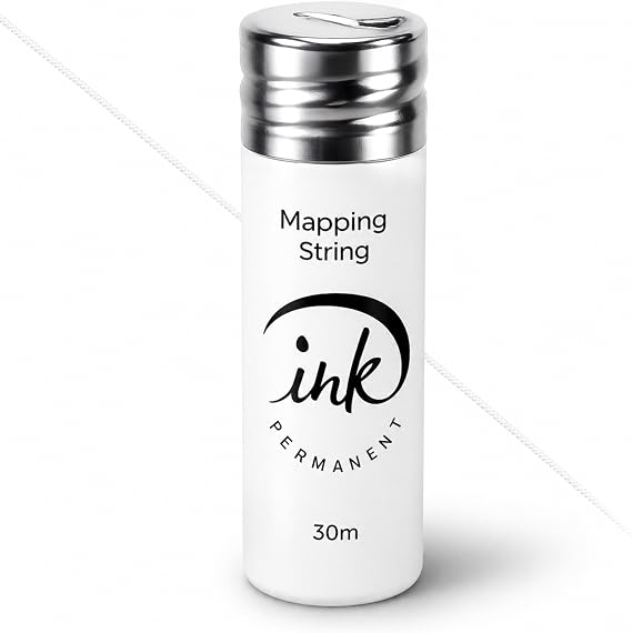 Ink Permanent White Brow Mapping String [100 Ft Bottles - 30 m] Pre-Inked String for Permanent Makeup and Microblading Supplies, Brow Mapping Kit, Thread for Brow Shaping | Hypoallergenic pigment, glass bottle with built-in cutter, no smearing, for precise brow sketch lines