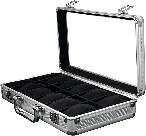 MR Maestro Relojero - Robust Aluminium Watch Box Space for 12 Watches and Jewellery Ideal for Men's Watches Waterproof Aluminium