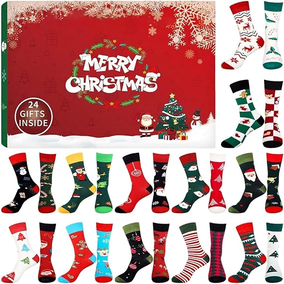Funny Socks Advent Calendars 2026, 24 Days Countdown Calendar Novelty Socks, Christmas Sock Countdown Calendar, Holiday Supplies For Girls