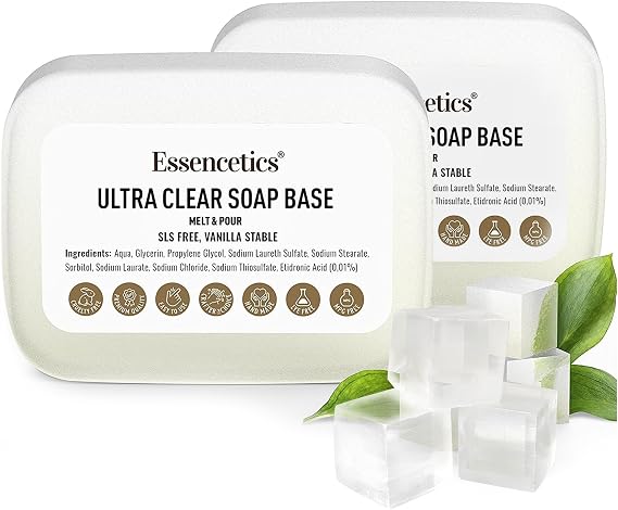 Clear Glycerin Soap Base 2lb - SLS Free, Vegan - Organic Melt and Pour Soap Base for Soaps Making - Made from Natural Glycerin - Glicerina para Hacer Jabones Artesanales Organica