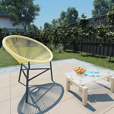 Patio Acapulco Chair Poly Rattan Beige,Rattan Acapulco Chair Stylish and Durable Outdoor Chair for Comfort and Decor Patio Furniture, Outdoor Chairs