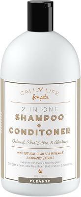 Calily Life Organic Dog and Cat Shampoo  Conditioner, 32.96 Oz  Enriched with Oatmeal,Shea Butter and Aloe Vera