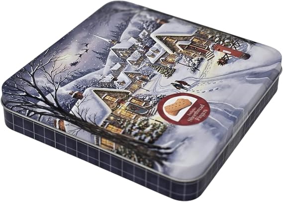 Festive Shortbread Fingers Gift Tin – Assorted Designs Featuring Highland – Holiday Cookie Tin – Traditional Scottish Shortbread Biscuit Assortment (pack of 1 (Christmas scene))