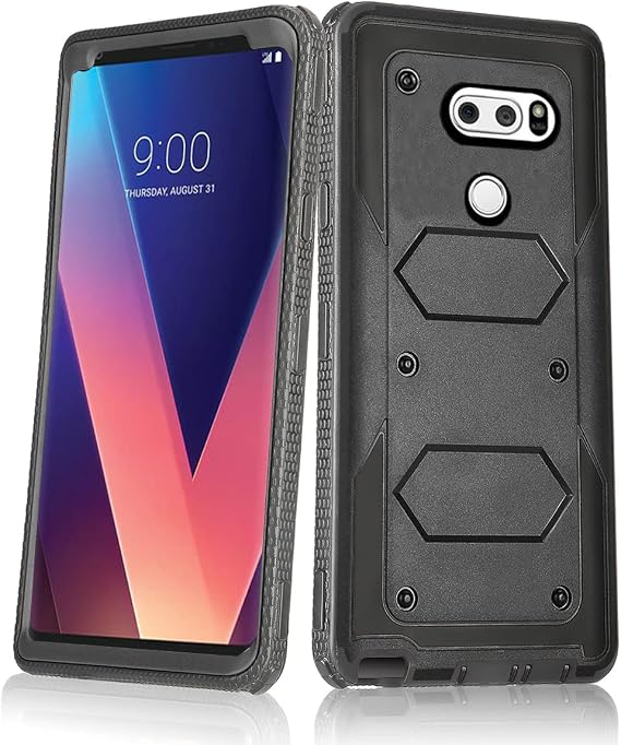 Asuwish Phone Case for LG V35 ThinQ V30 Plus Cover Hybrid Rugged Shockproof Drop Proof Full Body Protective Heavy Duty Cell Accessories LGV30 LGV35 LG30 LG35 V 30 35 V30+ V30s H931 Women Men Black