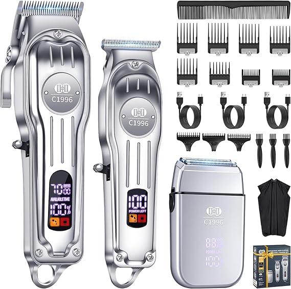CIICII Mens Hair Clippers, Trimmer and Shaver Set, Cordless Barber Kit