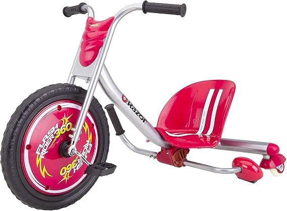 Razor FlashRider 360 Caster Trike for Kids Ages 6+ Replaceable Spark cartridges, Lightweight, MX Style Handlebars, for Riders up to 160 lbs | Sparking Brake Lever; 360 Spins, Leg-Powered | Iconic Wheeled Ride-On For Kids Age 6+
