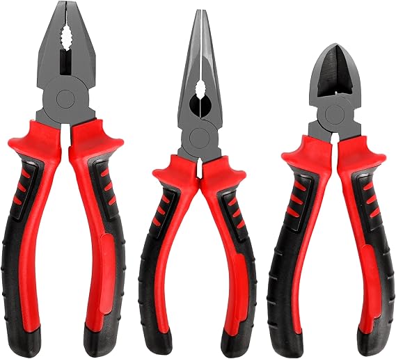 3Pcs Pliers Set, 6" Long Nose, 6" Diagonal, 6" Combination Pliers