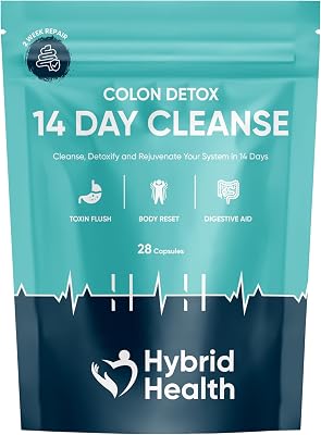 Hybrid Health Colon Cleanse Rapid 14 Day Detox Supplement for Men & Women | 28 High Strength Capsules | Eliminates Toxins, Promotes Gut Health, Supports Weight Loss, Relieves Constipation And Bloating