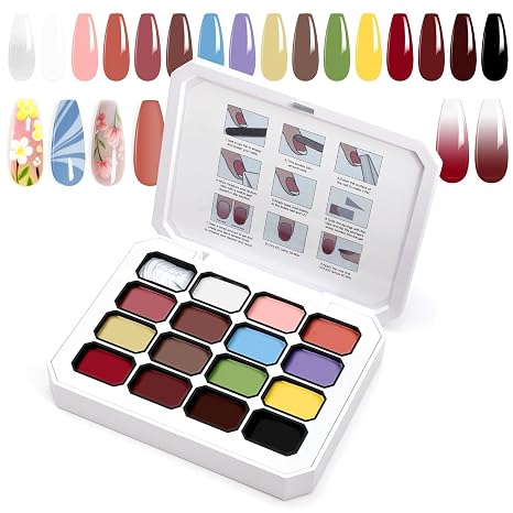 16 Colours Gradient Painting Gel French Manicure DIY Palette A5