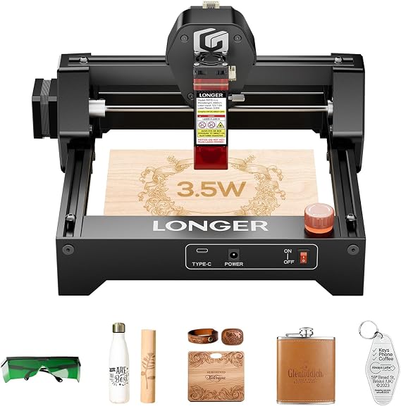 Ray5 mini Laser Engraver, High-Precision Laser Engraver, CNC Machine for Wood, Metal, Paper, Acrylic,Engraving Area 5.12 "x5.51",12, 000mm/min High-Speed,DIY Laser Engraver 3.5W Output Power