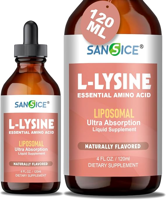 Liquid L-Lysine Supplement 4 FL Oz, Liposomal L Lysine Liquid Amino Acid Drops for Women & Men-Immune Support, Skin & Lip Health, Collagen Formation - Non-GMO, Gluten Free