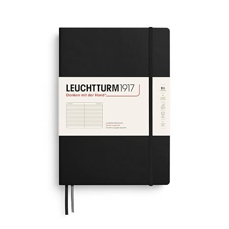 LEUCHTTURM1917 - Notebook Hardcover Composition B5-219 Numbered Pages for Writing and Journaling (Black, Ruled)