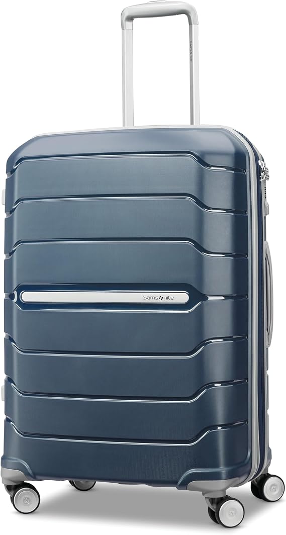 Samsonite Freeform Hardside Expandable with Double Spinner Wheels, Navy, Checked-Medium 24-Inch, Freeform hardside Expandable with Double Spinner reels