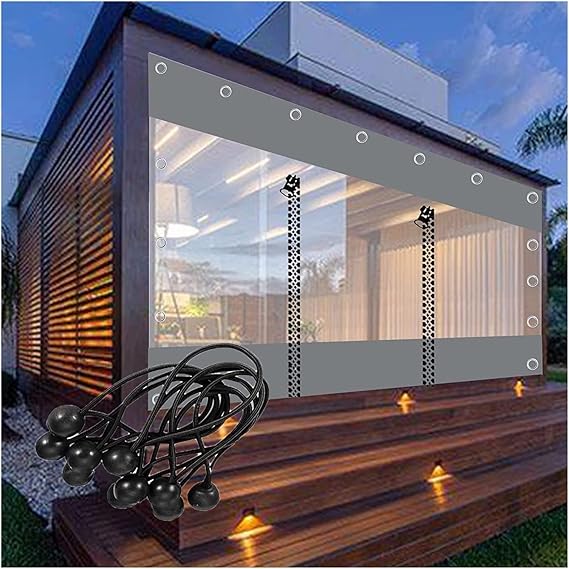 Outdoor Curtain with Zipper Waterproof Transparent Tarpaulin Garden Gazebo 0.5mm PVC Tarpaulin Side Panels, for Pergola, Terrace (Color : LxH, Size : 160x200cm(5.2 * 6.6ft))