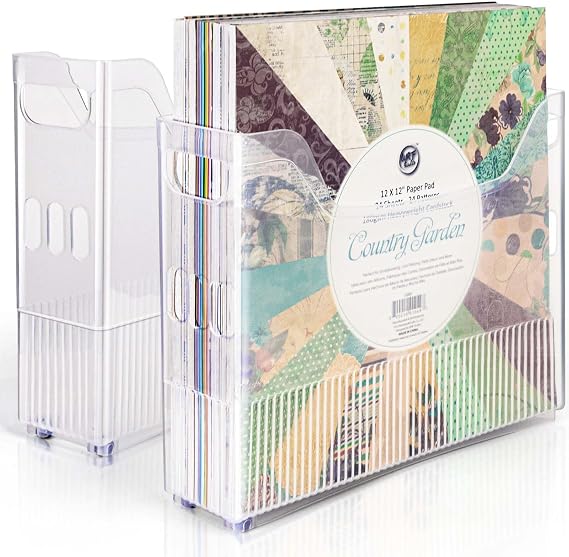 12x12 Paper Storage Organizer, Scrapbook Paper Storage Organizer, Scrapbook Storage Bin for 12" x 12" Paper- 2 Pack