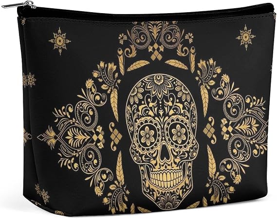 Portable Cosmetic Organizer for Women Toiletry Bag Day Of The Dead Cool Sugar Skull Handbags Purses Zipper Pouch Make Up Bags