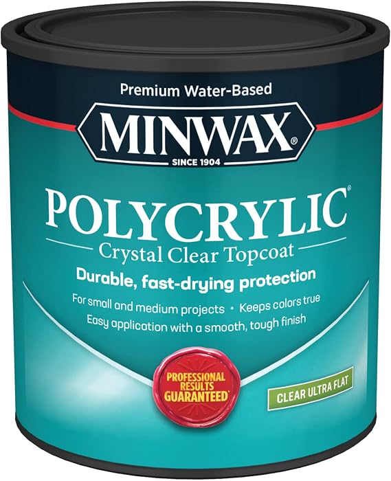 Minwax 611114444 Polycrylic Protective Wood Finish, Clear Ultra Flat, 1 Quart