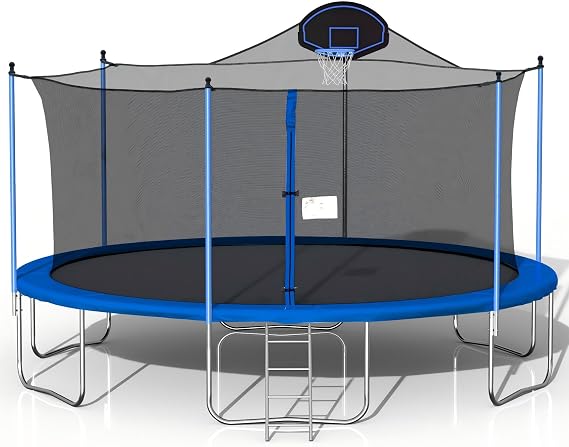 1500LBS 16FT Outdoor Trampoline with Basketball Hoop for Youth & Adult