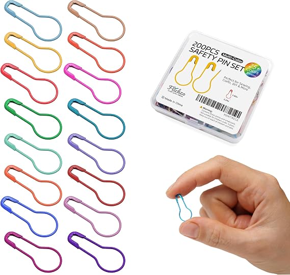 Stitch Markers, 200pcs Crochet Markers, 0.85" Metal Bulb Safety Pins, 25+ Colorful Gourd Pins, Knitting Stitch Markers for Crocheting, Crochet Accessories for Fabric & Paper