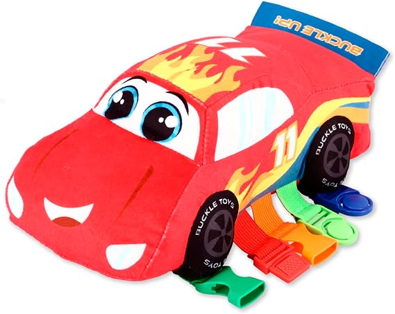 Buckle Toys, Bullet Racecar Plush Learning Toy, Develop Fine Motor Skills