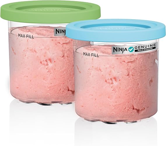 Ninja CREAMi Original Pints 2 Pack with Storage Lids, XSKPLID2CD | Original Ninja CREAMi 2 Pack Pints with Storage Lids in Lime and Aqua. Compatible with NC300 and NC350 Series.