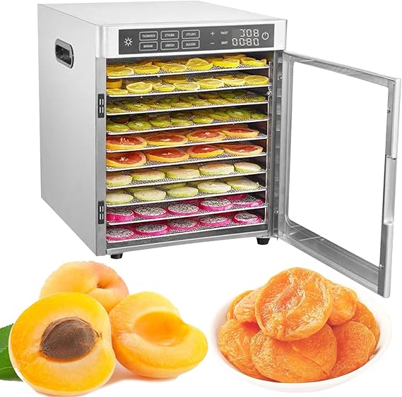 LED Food Dehydrator Machine, Stainless Steel Food Dryer, 24H Timer & Max up to 185 F Temp, Fruits and Vegetables Drying Machine, 360 Circulating Heating,12Trays-22