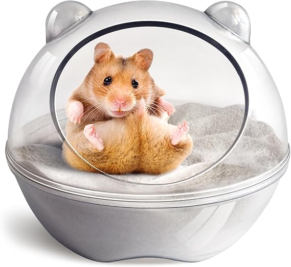 Hamster Bathroom,Hamster Bathtub,Small Animal Habitat Décor,Sand Bath Container,Sand Bath Box for Small Pet Animals Cage Accessories (S 4.4 * 4.4 * 3.5 inch)