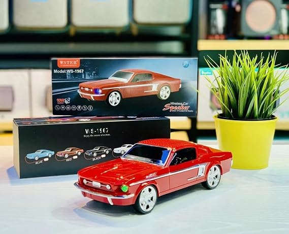 Nostaljik Araba Şeklinde Bluetooth Hoparlör, SD Kart, USB, FM Radyolu, Şarjlı Taşınabilir Speaker, Kırmızı