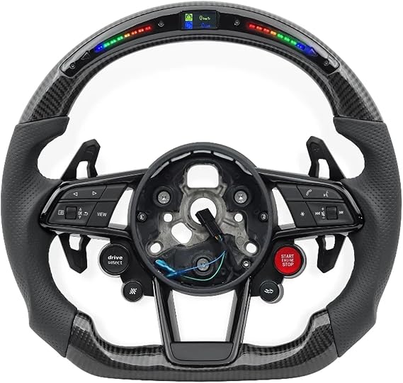 LED Style Car Steering Wheel For Audi A3 A4 A5 A6 A7 A8 S3 S4 S5 S6 S7 S8 Q3 Q5 Q7 Q8 SQ7 SQ8 RSQ7 RSQ8 RS3 RS4(With button style)