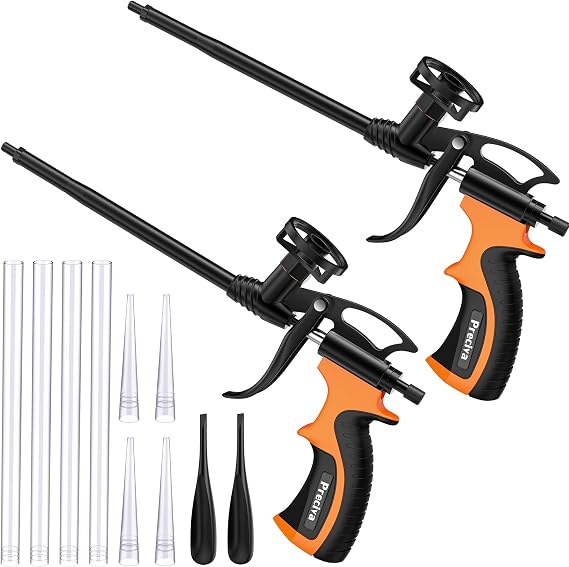 Preciva 2 PCS Spray Foam Gun, Upgrade Pu Expanding Foaming Gun Professional Caulking Gun Insulation Suitable for Caulking, Filling, Sealing