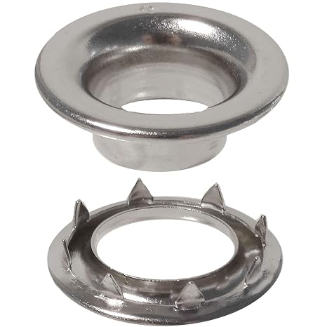 Stimpson E4RRGSWSS100 Stainless Steel Rolled Rim Grommet and Spur Washer Reliable, Durable, Heavy-Duty #4 Set E-Series (100 Sets)