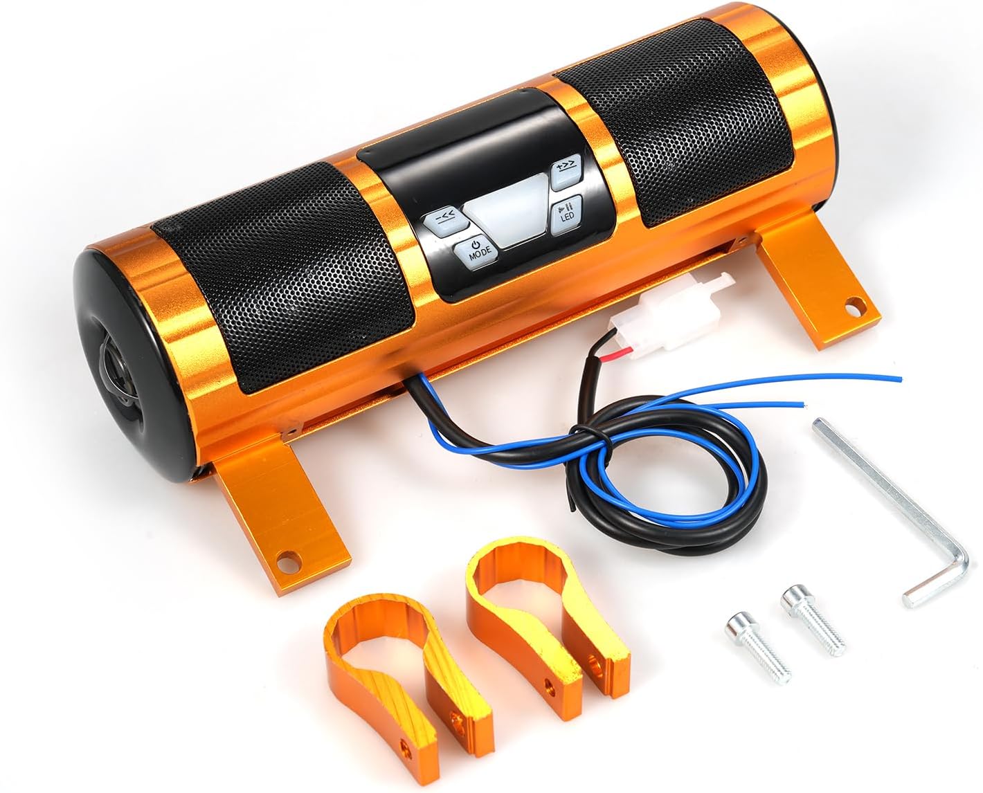 Motorcycle Stereo Speaker, Waterproof BT MP3 Mc Player dio Amplifier System, Handlebar Mounted Sound Bar with USB, FM Radio for Motorcycle Scooter ATV
