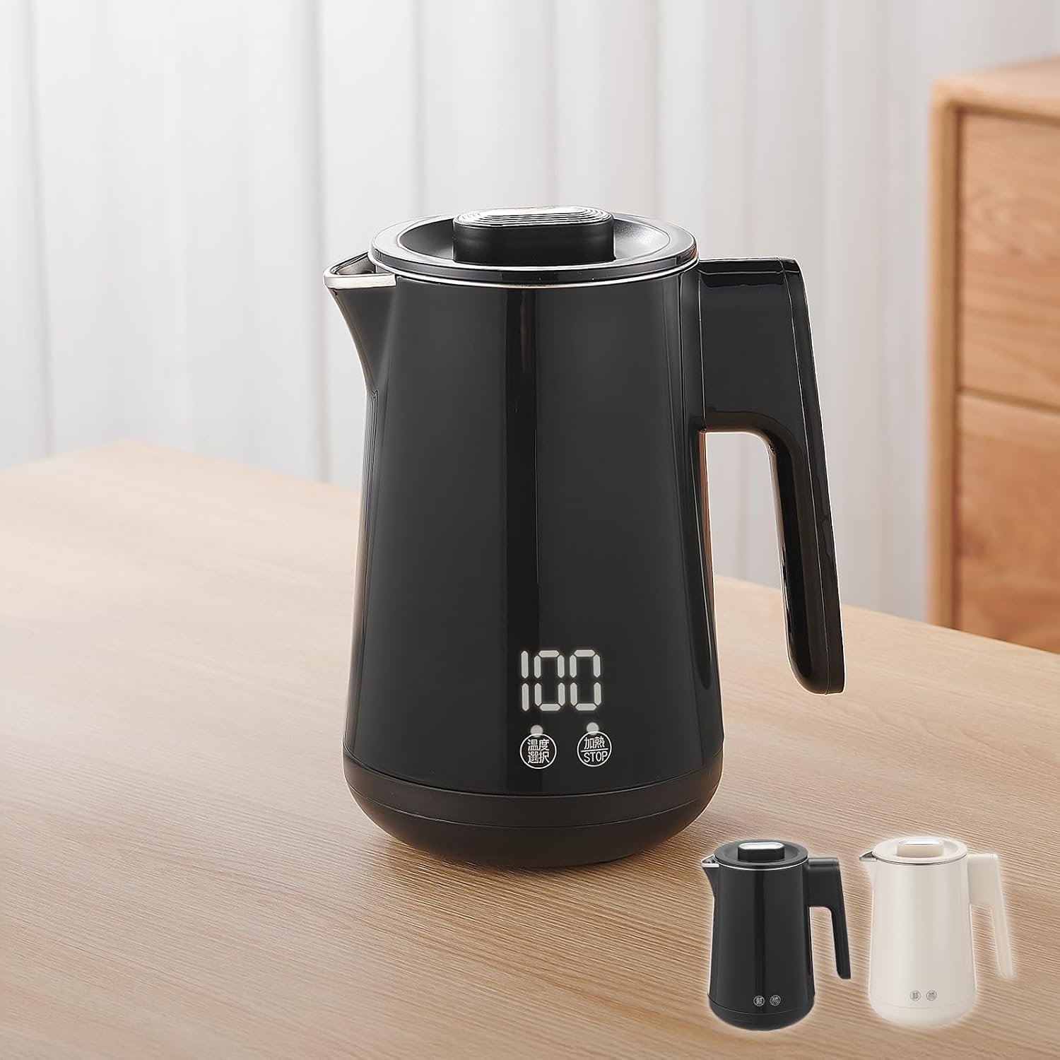 SKK Electric Kettle, Keeps Warm Even After Fast Boiling, 2.8 gal 0.8 L, Heat Retention Function, 6 Levels of Temperature Adjustment, Empty Firing Prevention, Removable Lid, Stainless Steel, Double