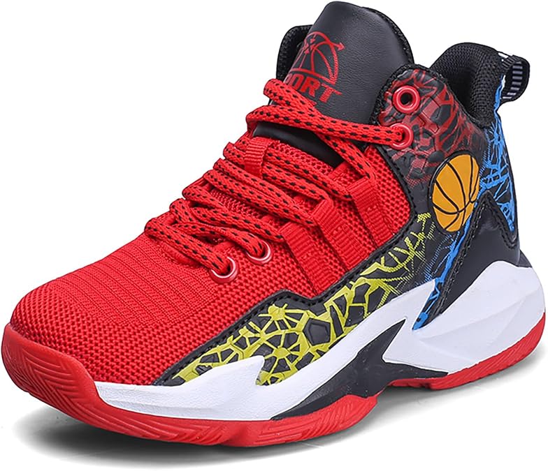 Kids Basketball Shoes High-top Sports Shoes Boys Sneakers Durable Lace-up Non-Slip Running Shoes Secure for Little Kids Big Kids