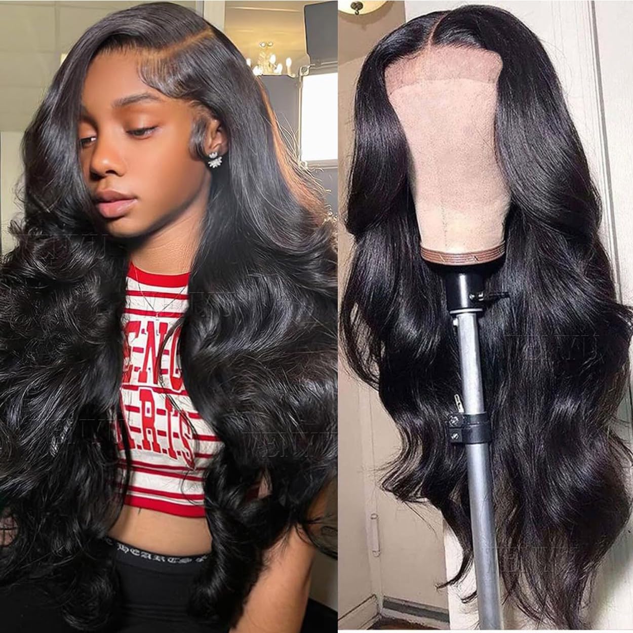 WENYU Body Wave Lace Front Wigs Human Hair Pre Plucked Transparent 13x4 Lace Frontal Wigs Human Hair for Women Human Hair Wig 22 inch