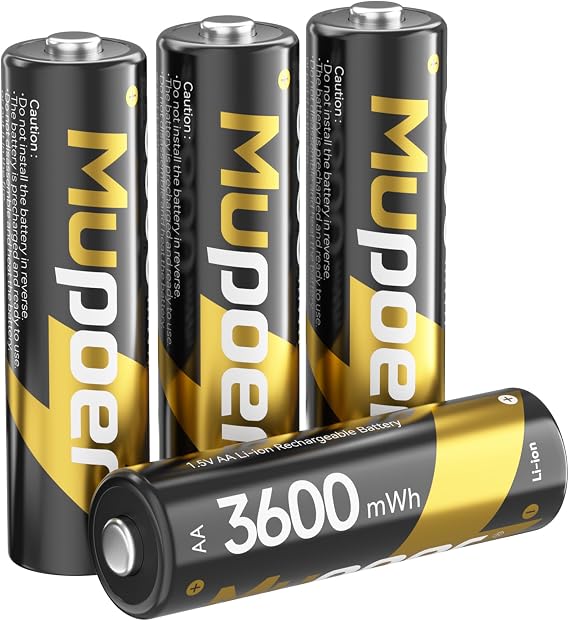Rechargeable Battery AA Lithium 4 Count 3600 mWh,1.5V Double A Batteries High Capacity,Long Lasting Rechargeable Aa Li-ion Battery,Lithium Aa Batteries for Blink Xbox,Not Include charger