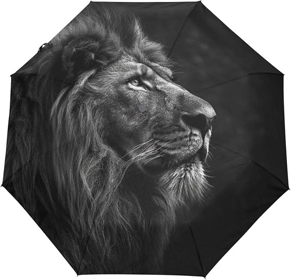 Lion Head Auto Open Close Foldable Windproof Travel Umbrella