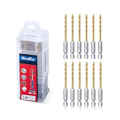 HIGHFIRE 18 135 Degrees Split Point Drill Bits, High Speed Steel Drill Bit Set, Titanium Twist Hex Drill Bits for Steel, Copper and Aluminum Pack of 12 Identical Pcs