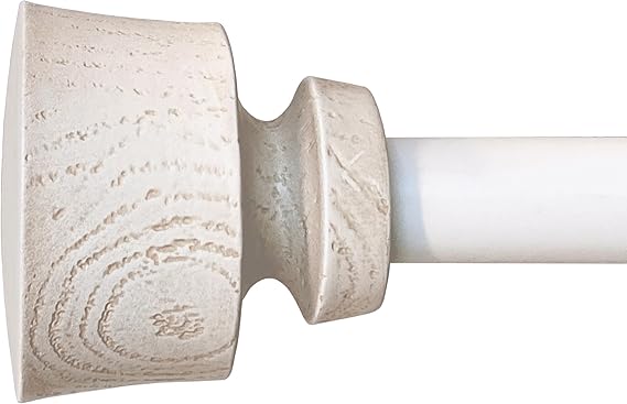 Stockton 26-48 Inch Adjustable Curtain Rod Set, 5/8 Inch Diameter in Antique White