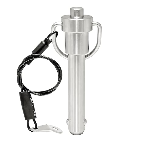 1 Pc Stainless Steel Ring Handle Locking Pin Ball Lock pins Quick Release pin with Button Locating pins Safety pins Dowels w/ Reinforced Lanyard (Dia.:3/8, L:1 in)