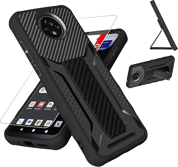 bojioderf for Orbic Joy2 Case Compatible for Orbic Joy 2 Phone Case RC656V 2024 Cover [with Tempered Glass Screen Protector][ 2MM Silicone + PC Hard Back Panel][Hand Bracket] Black