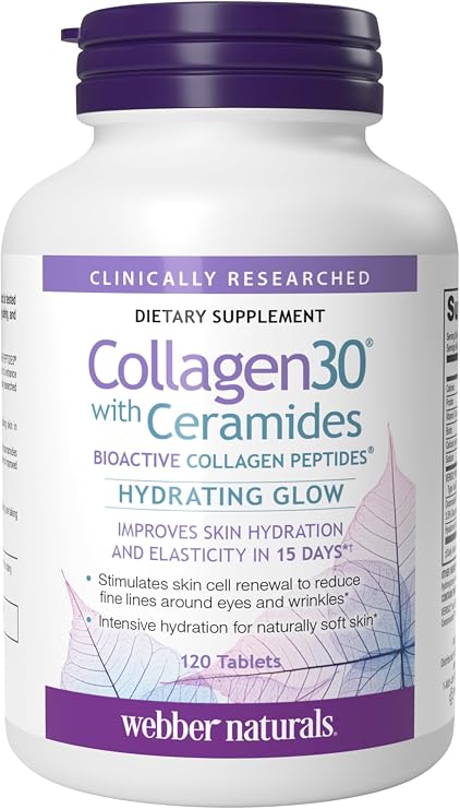 Webber Naturals Hydrolyzed Collagen Peptides, with Ceramides, 120 Tablets